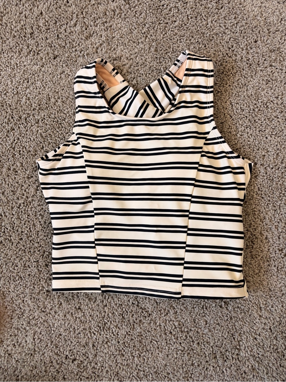 Lime Ricki Black & White Striped Cropped Tankini